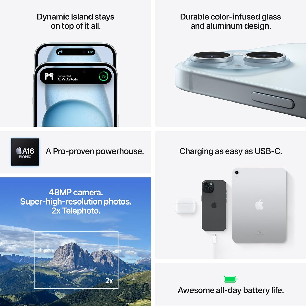 Apple iPhone 15 128 Go bleu reconditionné