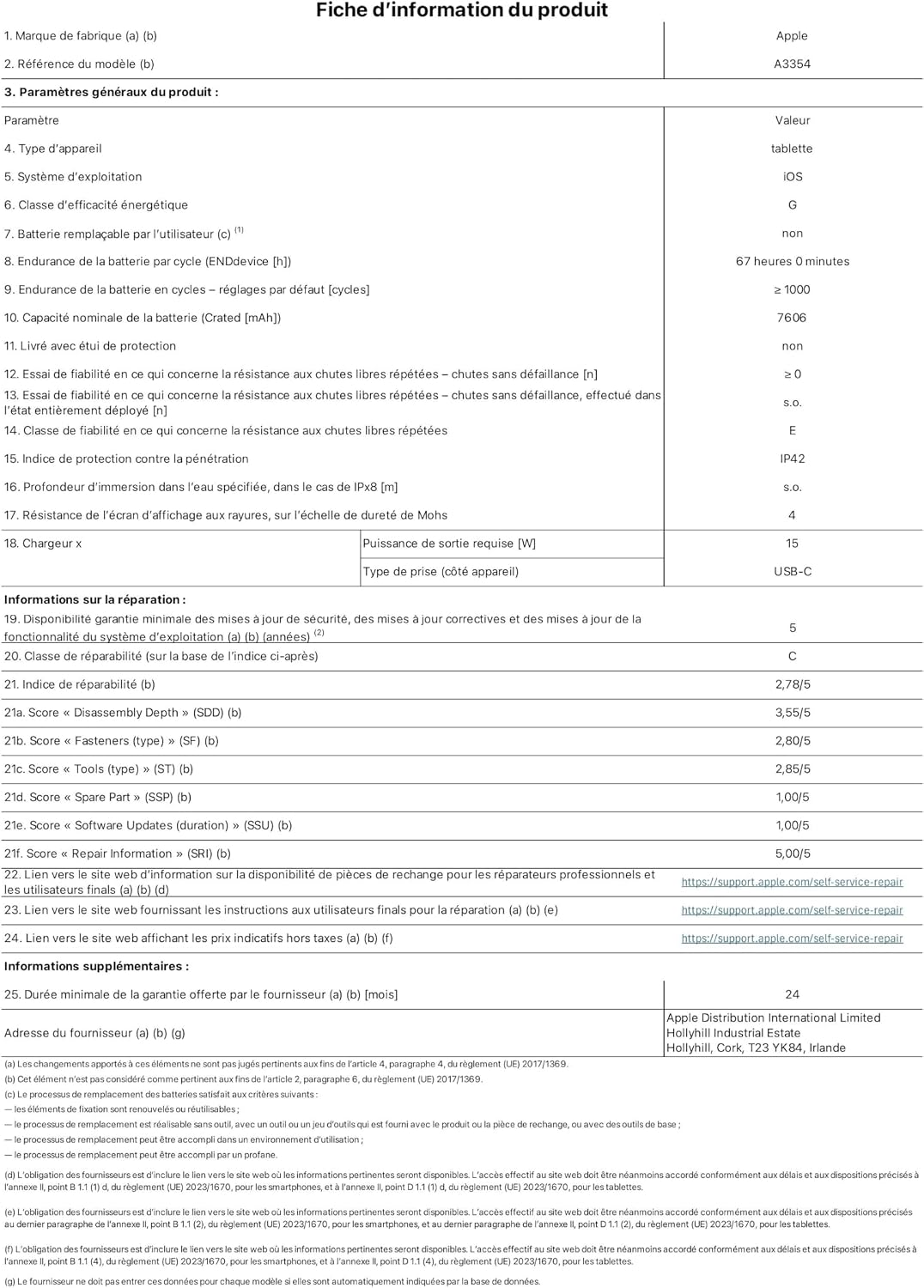 Apple iPad 11 po A16, 128 Go, bleu