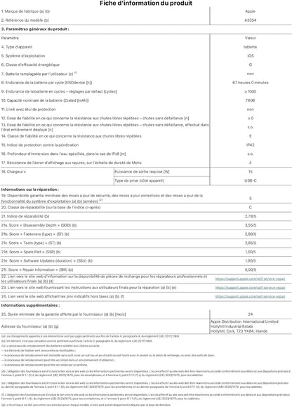 Apple iPad 11 po A16, 128 Go, bleu
