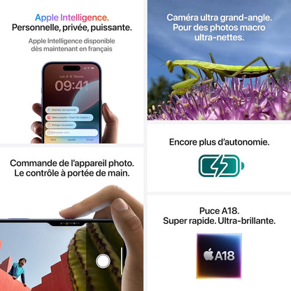 Apple iPhone 16 (256 Go) - Cyan